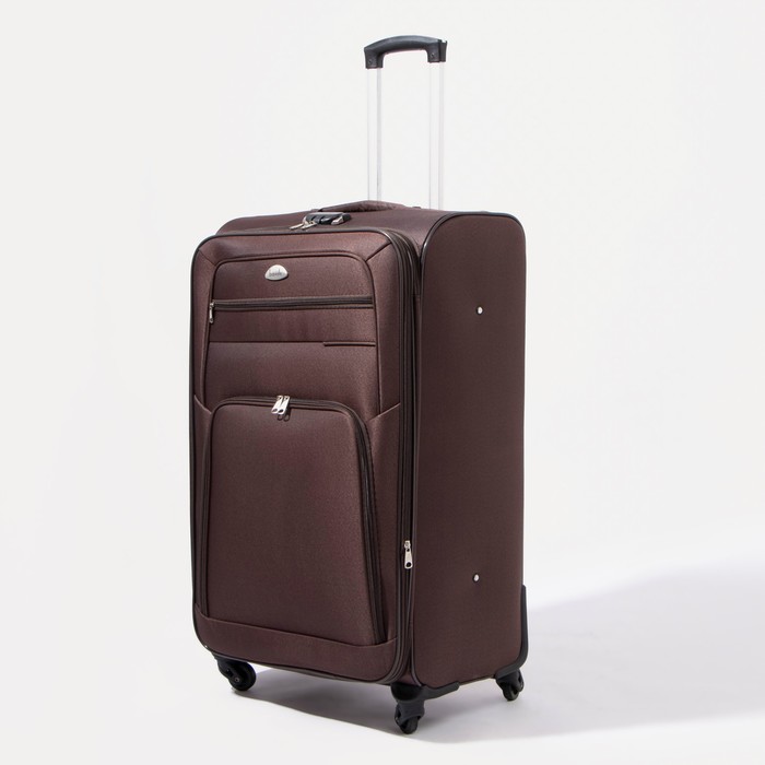 фото Чемодан большой 28", отдел на молнии, 2 наружных кармана, кодовый замок, цвет коричневый
