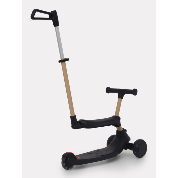 фото Беговел-самокат rant rider plus со светящимися колесами, цвет черный