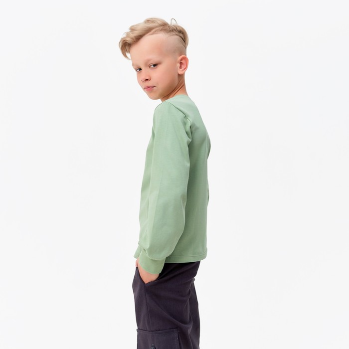 фото Лонгслив детский minaku: basic line цвет оливковый, рост 146