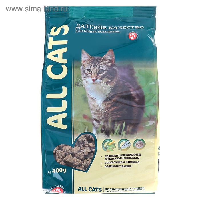 Сухой корм All cats для взрослых кошек, курица, 400 г
Сухой корм All cats для взрослых кошек, курица, 400 г