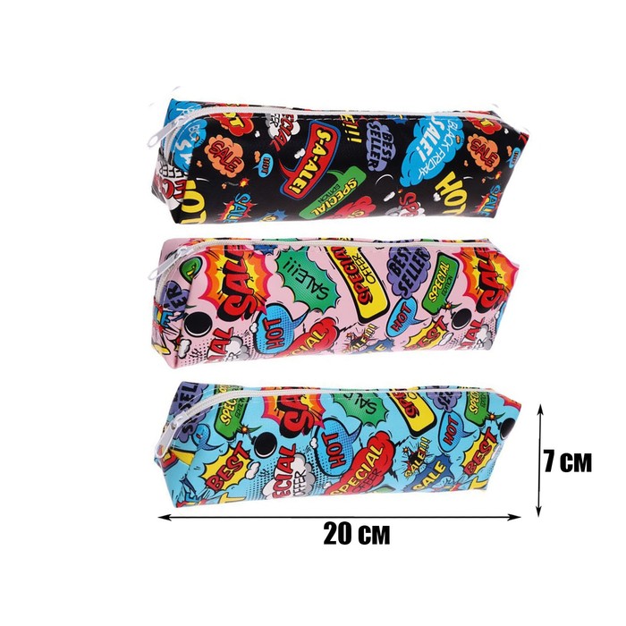 фото Пенал школьный "комиксы" на молнии, микс calligrata