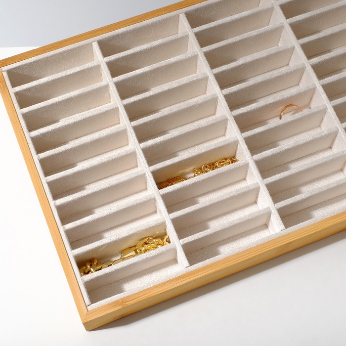 фото Подставка для украшений 35*24*5, 4 ряда по 10 ячеек, цвет бежевый queen fair
