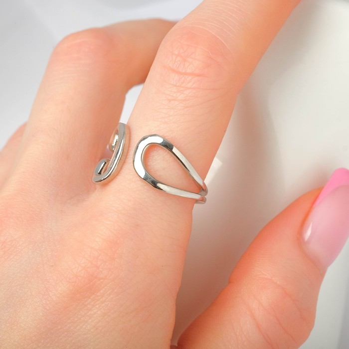 фото Кольцо "медь" петелька, цвет серебро, безразмерное queen fair
