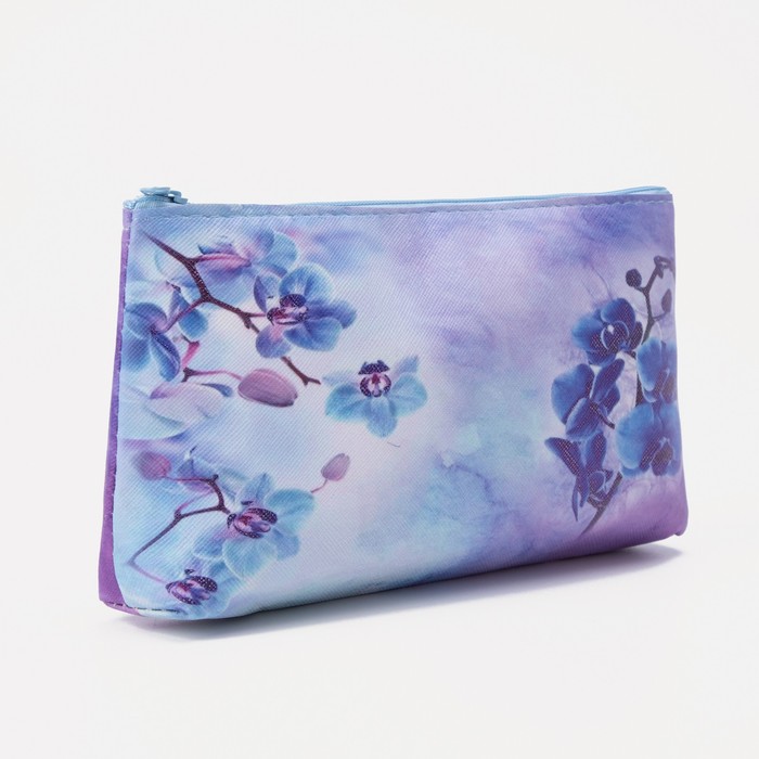 фото Косметичка простая орхидеи,18*2*10см, отдел на молнии