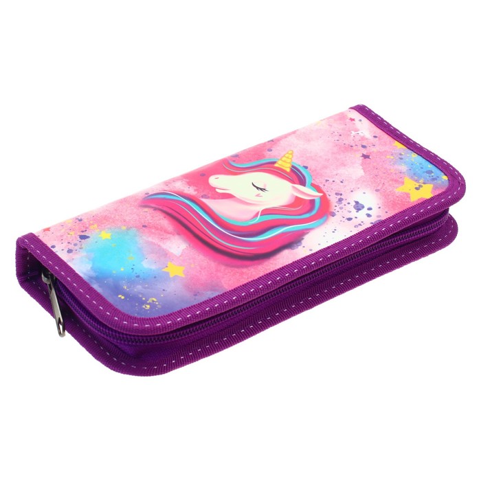 фото Пенал 1 секция, 90 х 195 х 25 мм, calligrata "единорог", ламинированный картон