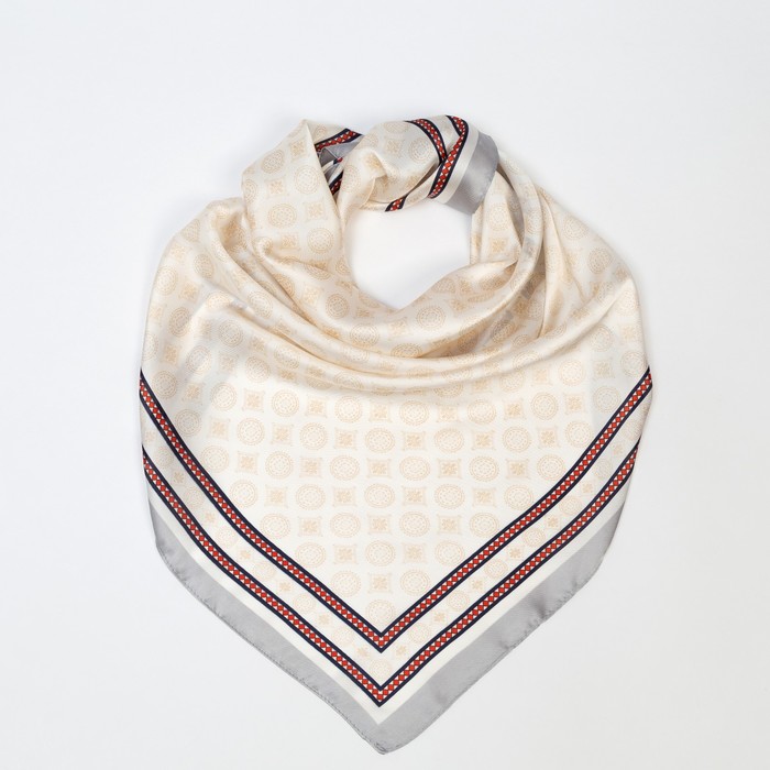 фото Платок текстильный, цвет молочный/серый, размер 70х70 rossini
