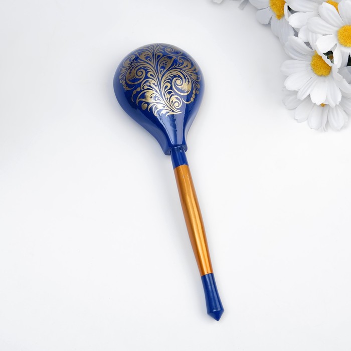фото Ложка полубасская "хохлома. кудрина", синяя, высшая категория хохломская роспись