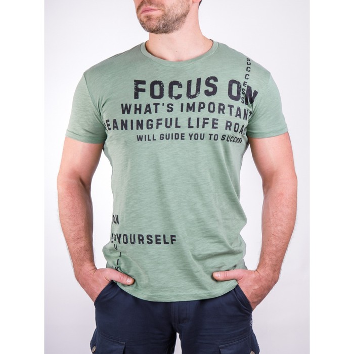 фото Футболка мужская, размер 48, цвет хаки