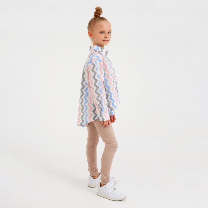 фото Рубашка для девочки minaku: cotton collection цвет белый, рост 110