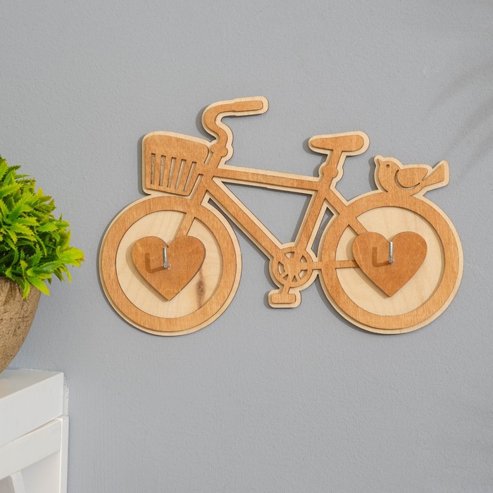 фото Ключница "велосипед" , 21х14 см, цвет дуб