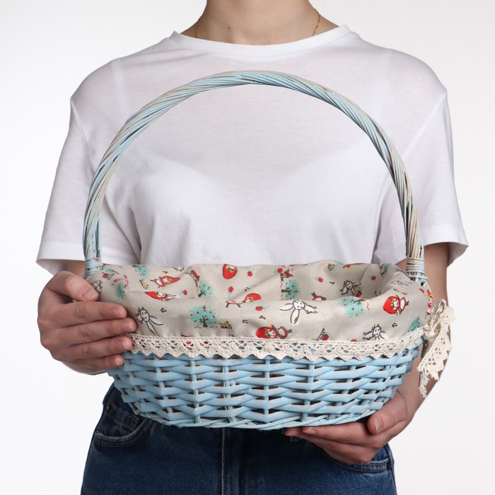 фото Корзина плетеная, 35х27х17 см, лоза, ткань