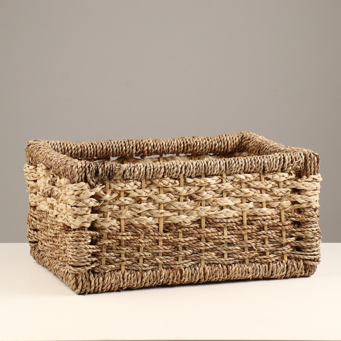 фото Корзина плетеная, 37х24х17 см, морские водоросли, кукурузный лист