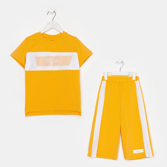 фото Комплект для девочки (футболка/брюки ) а.bk1441f,bk1441b, цвет желтый, рост 110 bonito