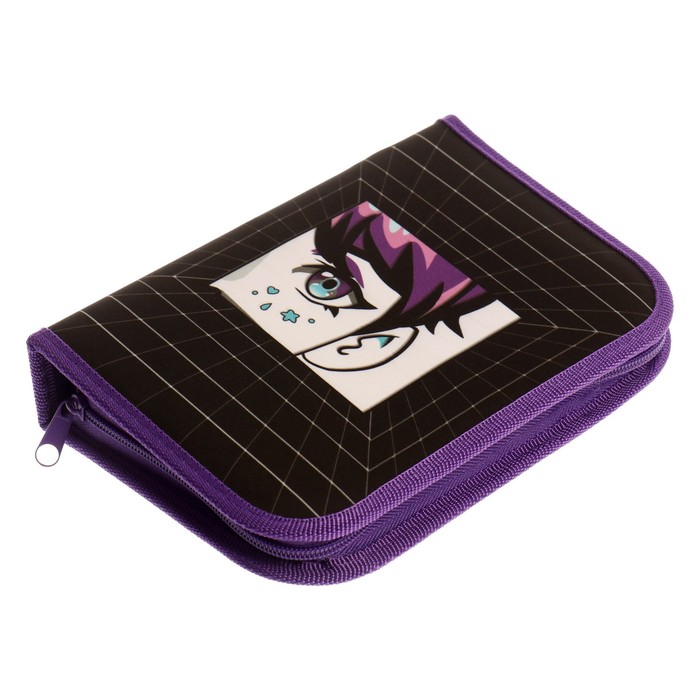 фото Пенал 1 секция 140 х 210 х 40 мм, откидной карман и косметичка, тканевый, calligrata content "взгляд"