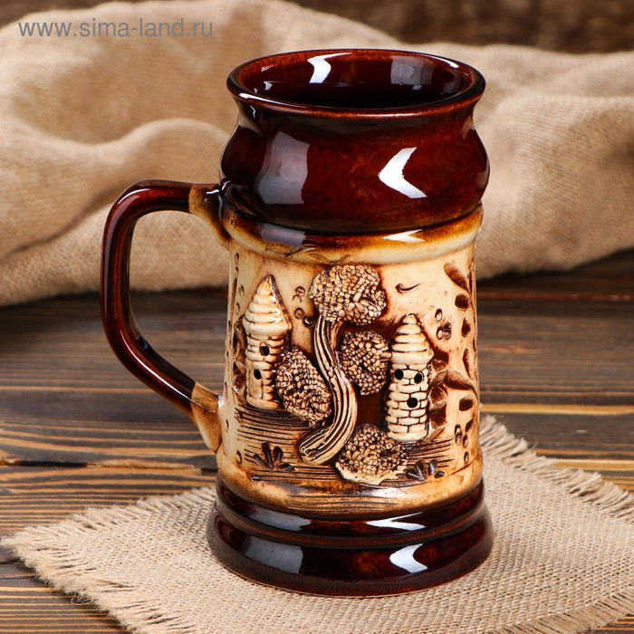 Бокал для пива "Замки", лепка, декор, глазурь, 0.7 л
Бокал для пива "Замки", лепка, декор, глазурь, 0.7 л