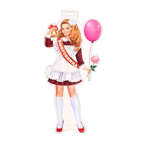 Плакат фигурный "Выпускница" колокольчик, шарик, 50х23см