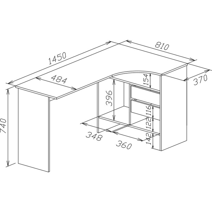 фото Компьютерный стол «спм-25», 1450×810×740 мм, угловой, правый, цвет бетон сокол
