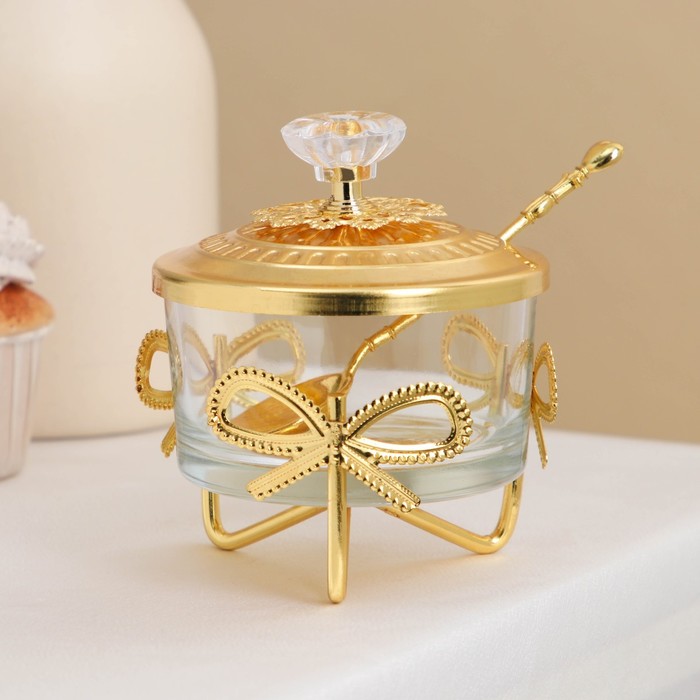 фото Сахарница «бантик», с ложкой, 11×8,8×8,8 см