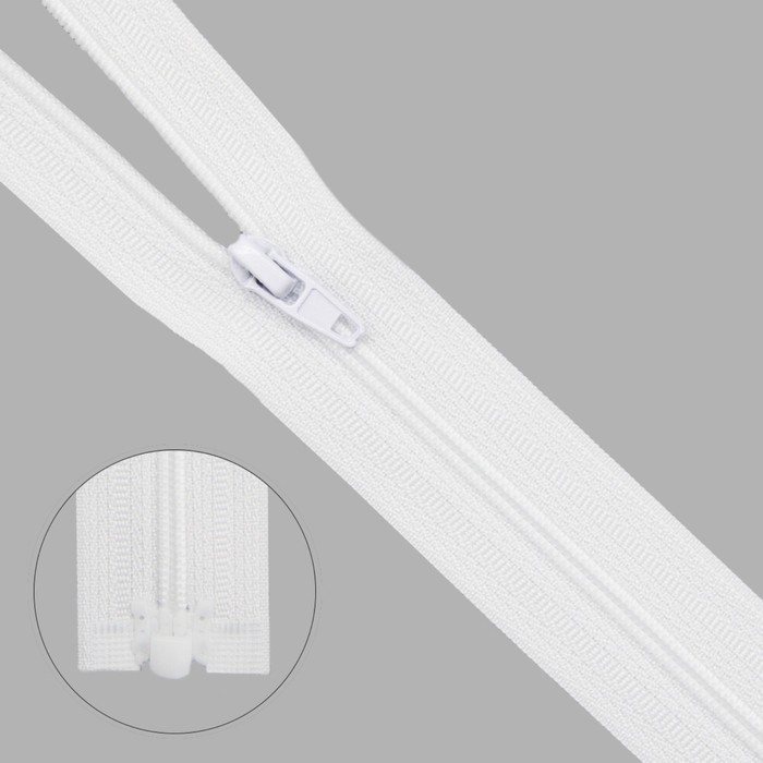 фото Молния витая т3, 1 замок, размер 50 см (501 белый)