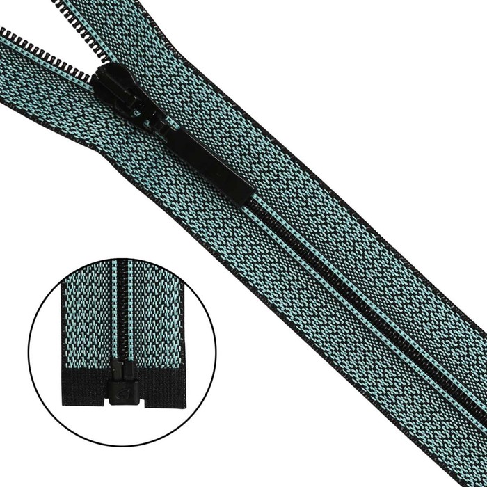 фото Молния витая, т6, 1 замок, размер 40 см (d533m бирюзово-чёрный)