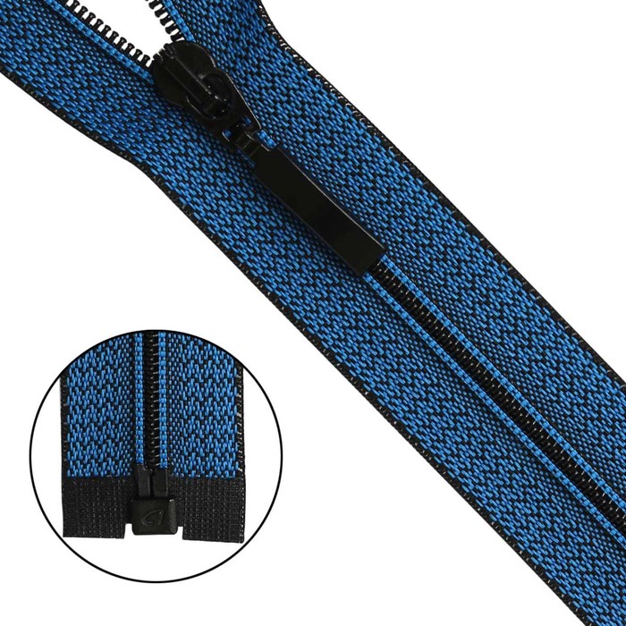 фото Молния витая, т6, 1 замок, размер 60 см (d201m сине-чёрный)