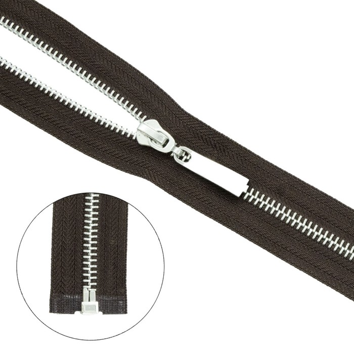фото Молния металлическая, т5, 1 замок, размер 45 см (868 тёмно-коричневый)