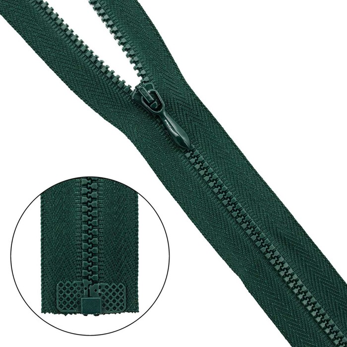 фото Молния тракторная, т0 (4,5 мм), 1 замок, размер 60 см (054 тёмно-зелёный)