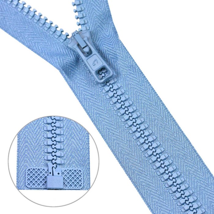 фото Молния тракторная, т10 10 (6 мм), 1 замок, размер 70 см, 25 шт. в упаковке (039 голубой)