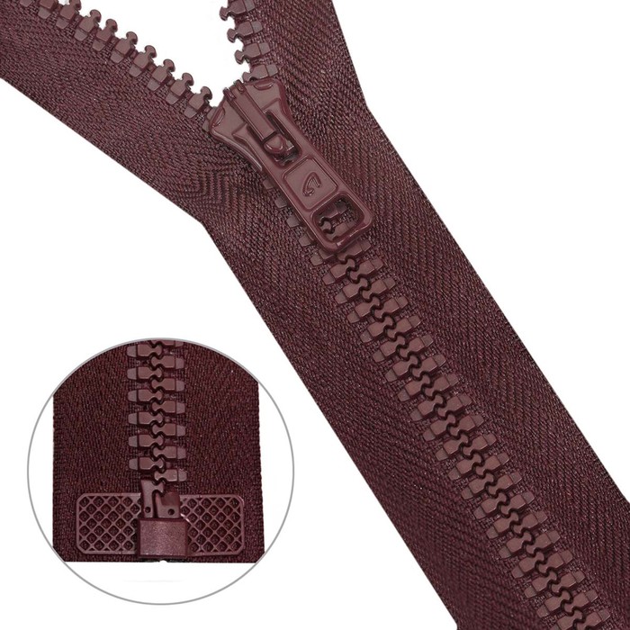 фото Молния тракторная, т10 10 (6 мм), 1 замок, размер 75 см, 25 шт. в упаковке (033 тёмно-бордовый)