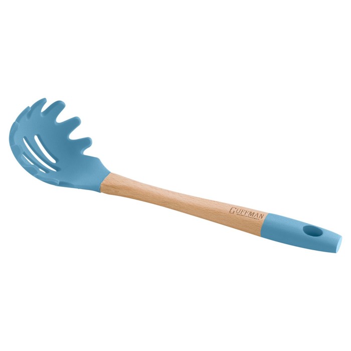 фото Ложка для спагетти с ручкой из бамбука, голубая