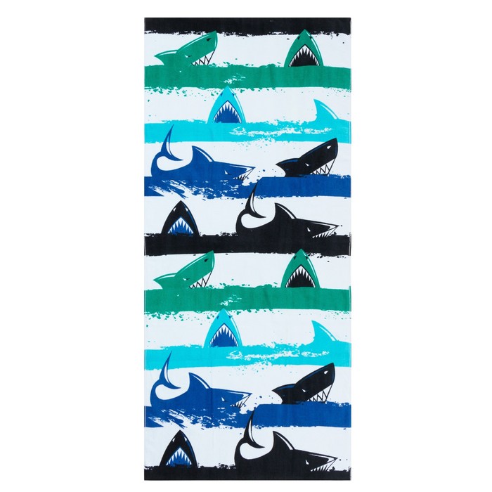 фото Полотенце lovelife "акулы" 70х140 см, велюр/махра 340гр/м2, 100% хлопок
