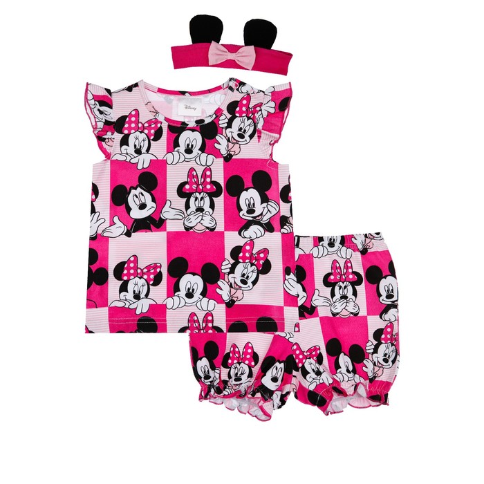 фото Комплект для девочки с принтом disney: футболка, шорты, повязка, рост 92 см playtoday
