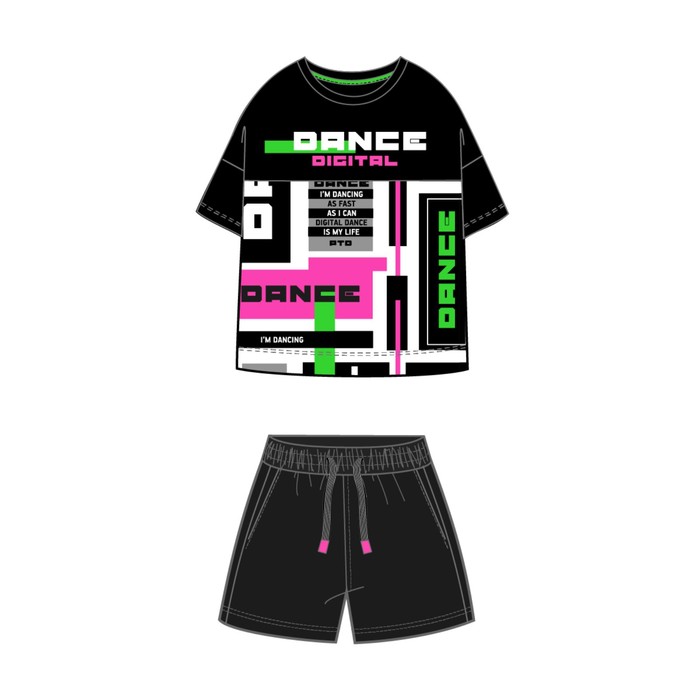 фото Комплект для девочки: футболка, шорты, рост 128 см playtoday