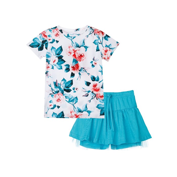 фото Комплект для девочки: футболка, юбка-шорты, рост 116 см playtoday