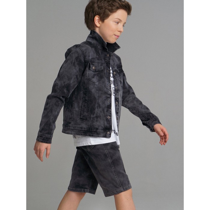 фото Куртка джинсовая тай дай для мальчика, рост 128 см playtoday