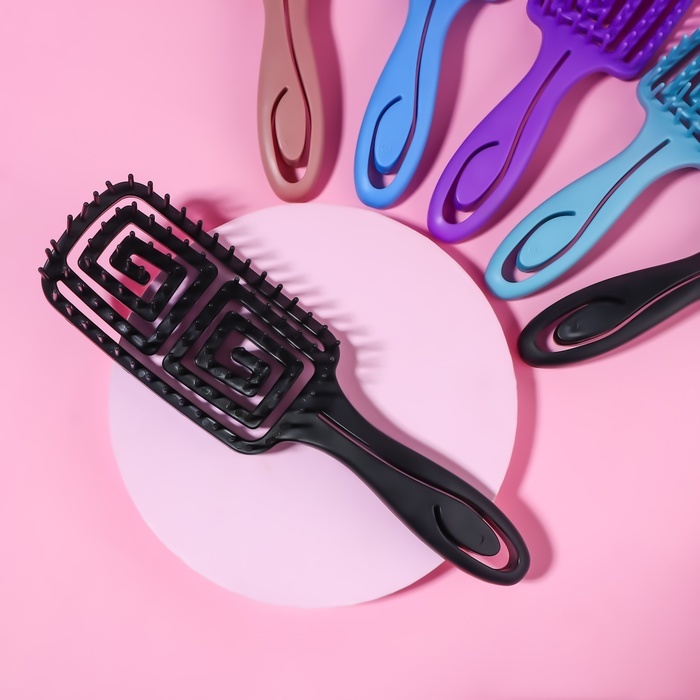 фото Расчёска массажная, для сушки волос, прорезиненная ручка, 6,3 × 22 см, цвет микс queen fair