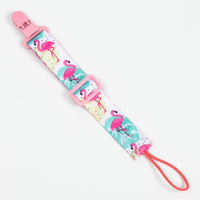 фото Держатель для пустышки на ленте «фламинго» крошка я