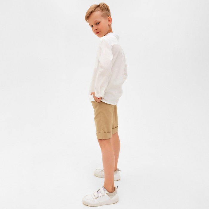 фото Шорты для мальчика minaku: casual collection цвет бежевый, рост 110