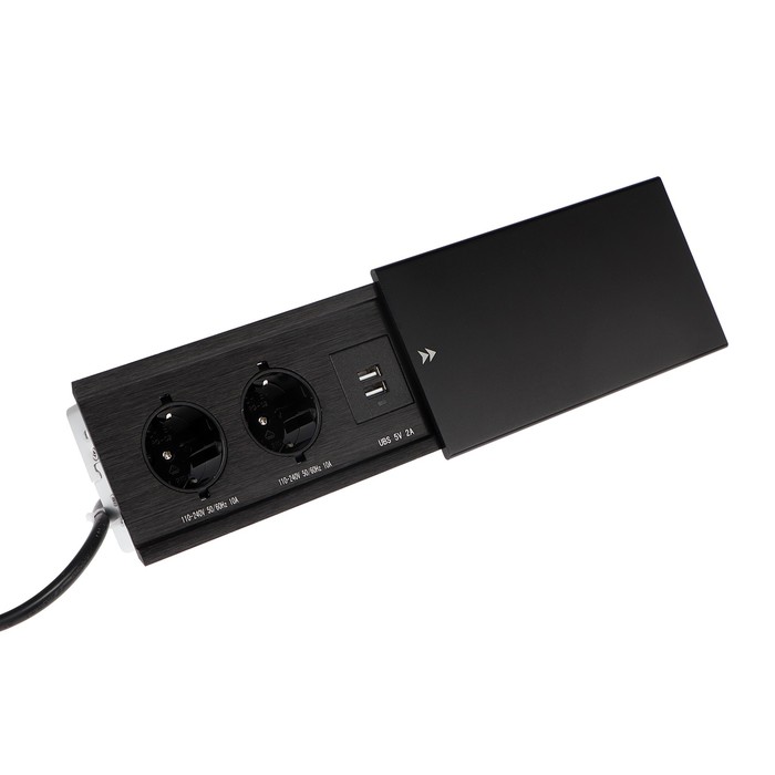 Блок розеточный в стол, сдвижная крышка, 10А, 2 розетки, 2xUSB, 2A, провод 1.8 м, черный
Блок розеточный в стол, сдвижная крышка, 10А, 2 розетки, 2xUSB, 2A, провод 1.8 м, черный
