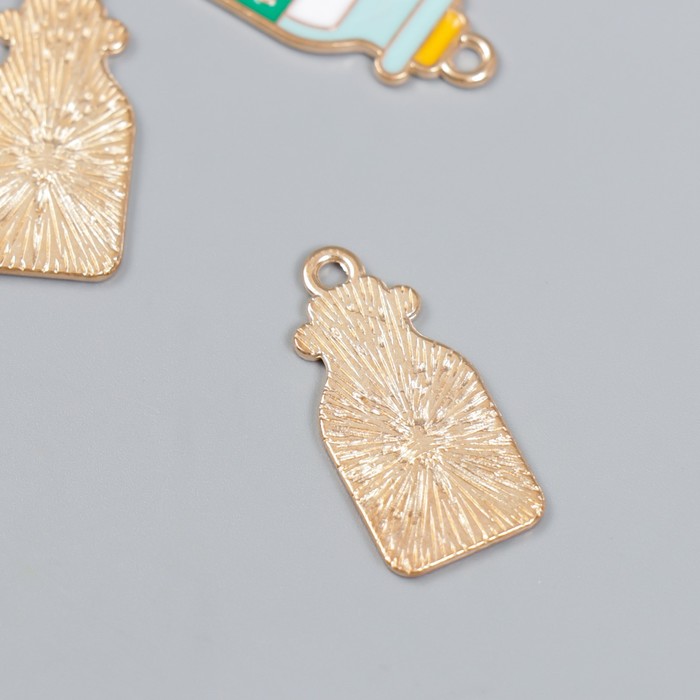 фото Декор для творчества металл, эмаль "бутылка молока" 2,7х1,3 см арт узор