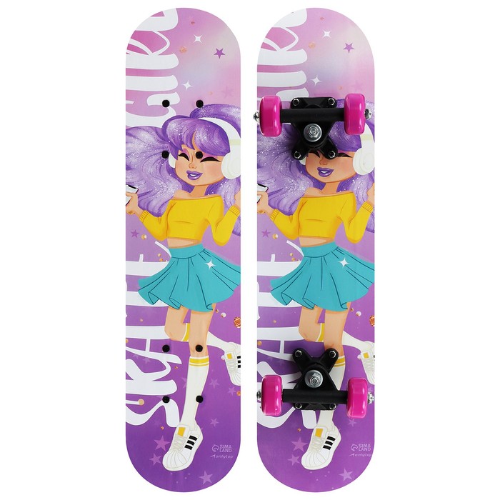 Скейтборд подростковый ONLYTOP SKATE GIRL, 62х16 см, колеса PVC 50 мм, пластиковая рама
Скейтборд подростковый ONLYTOP SKATE GIRL, 62х16 см, колеса PVC 50 мм, пластиковая рама