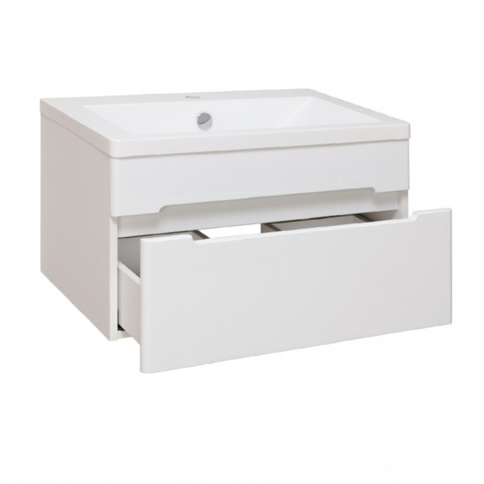 фото Тумба "парма 75" подвесная, 1 ящик, с раковиной "omega 75" runo