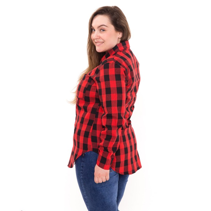 фото Рубашка женская, красно-чёрная клетка, размер 58