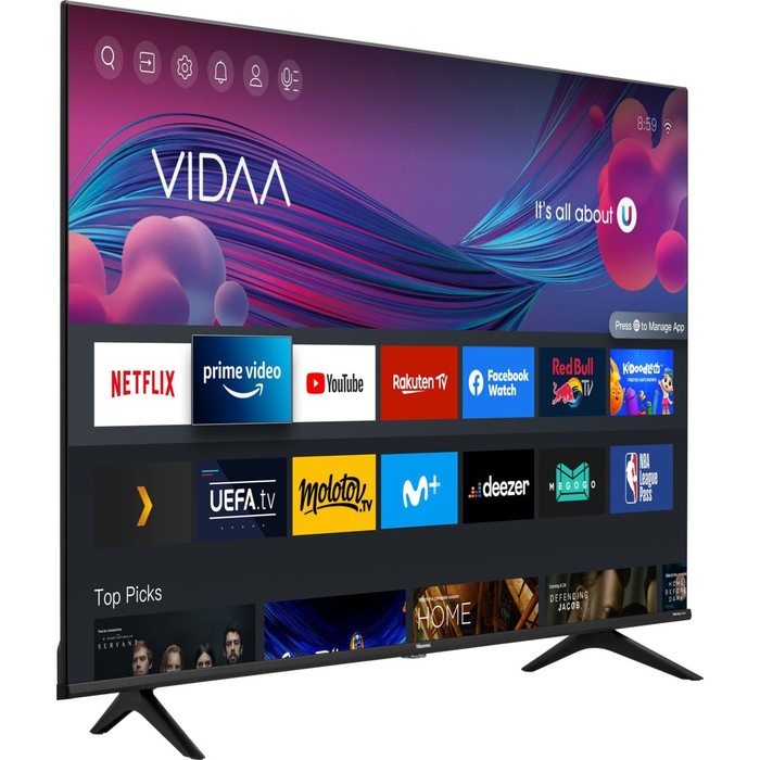 Телевизор Hisense 43A6BG, 43", 3840x2160, DVB-T2/C/S2, HDMI 3, USB 2, SmartTV, чёрный
Телевизор Hisense 43A6BG, 43", 3840x2160, DVB-T2/C/S2, HDMI 3, USB 2, SmartTV, чёрный