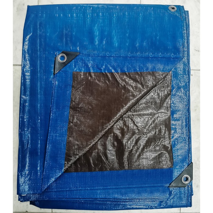 фото Тент 150 усиленный край, люверс шаг 50 см 2х3, синий/коричневый rendell