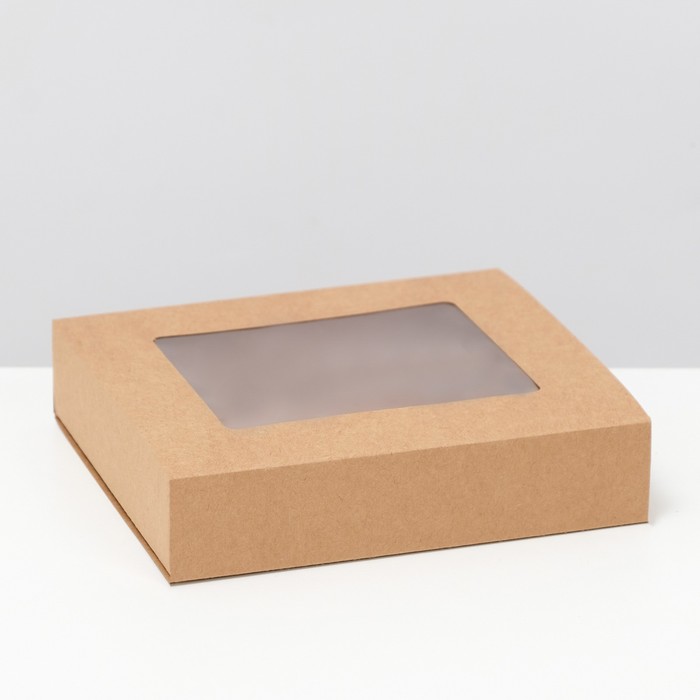 фото Коробка складня, пенал, с окном, крафт, 18 х 16 х 4 см,