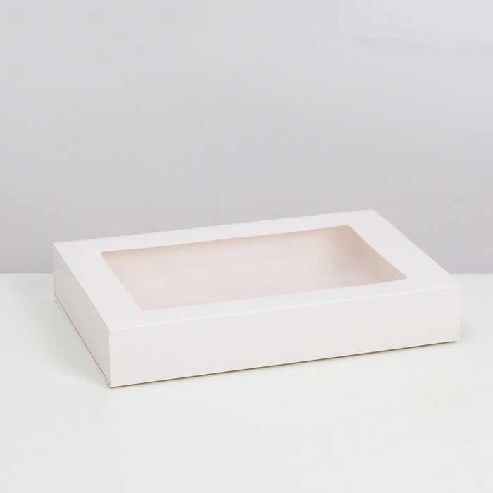 фото Коробка складня, пенал, с окном, белая, 30 х 20 х 5 см,
