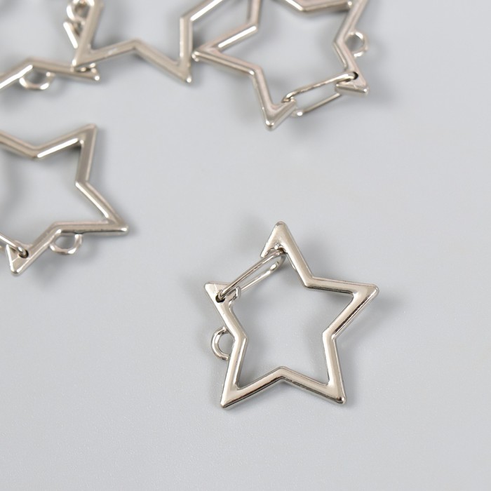 фото Карабин металл "звезда" серебро 2,6х2,6 см арт узор