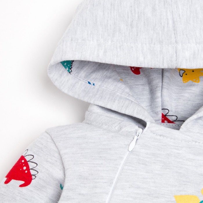 фото Комбинезон с капюшоном крошка я "dino", рост 74-80 см, цвет серый