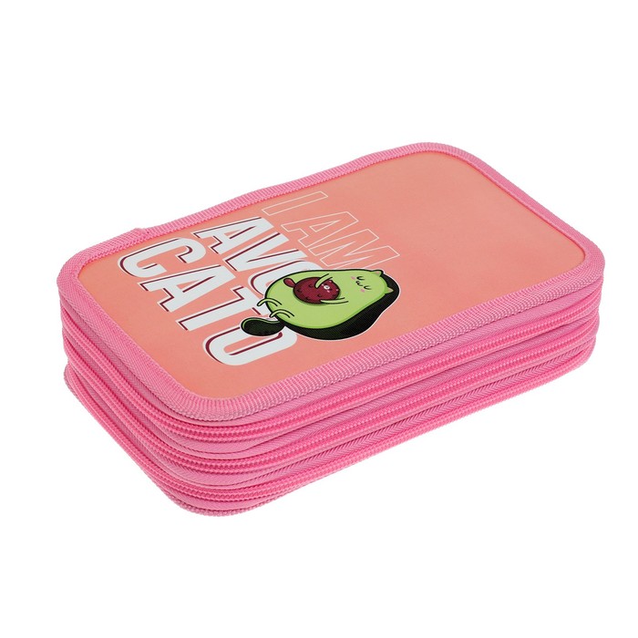 фото Пенал 3 секции, 125 х 205 мм х 55 мм, calligrata 30п26/3 "авокадо", ламинированный картон